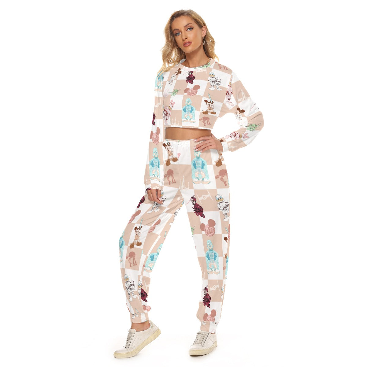 All-Over Print Women's Crop Sweatshirt Suit