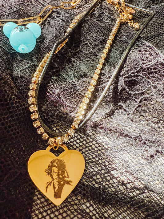 Anakin to Vader Heart Necklace – Rhinestone & Leather '90s Throwback