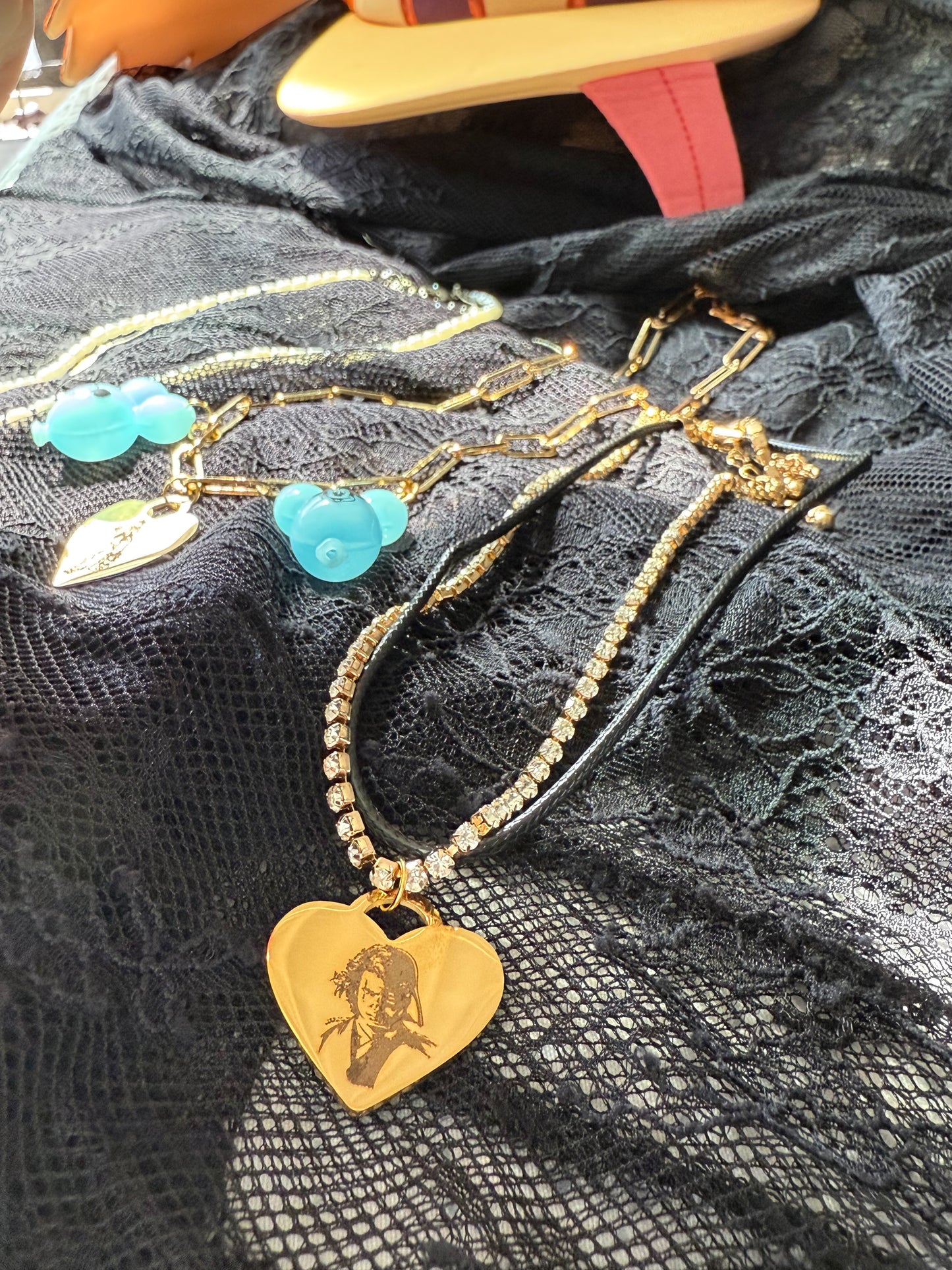 Anakin to Vader Heart Necklace – Rhinestone & Leather '90s Throwback
