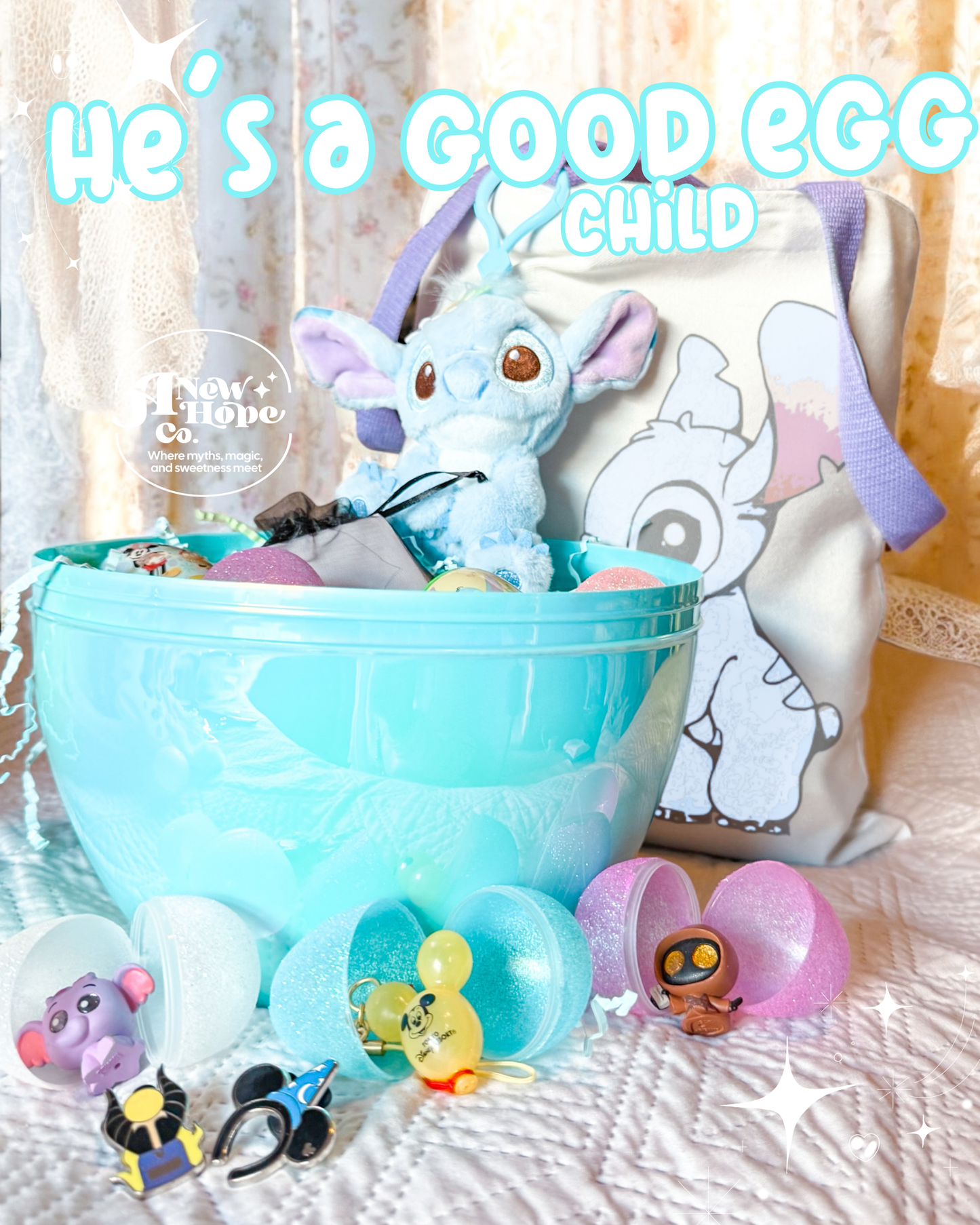 He's a Good Egg: Stitch or Pooh Easter Basket Children's Edition – Deposit Only