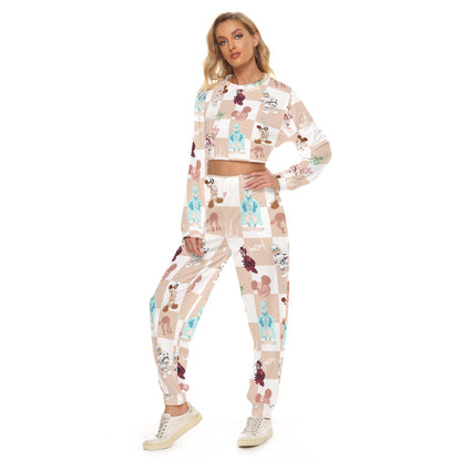 All-Over Print Women's Crop Sweatshirt Suit