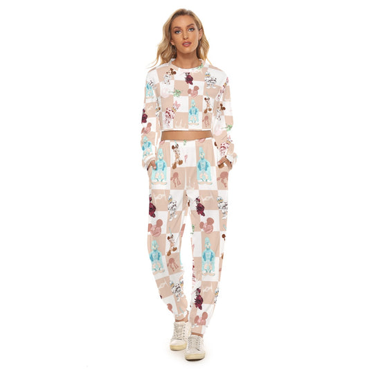 All-Over Print Women's Crop Sweatshirt Suit