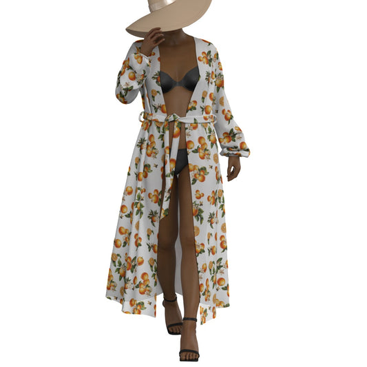 🍊 Florida Fresh Chiffon Robe – Citrus Chic for Pool Days + Cruise Strolls! 🐝🌿