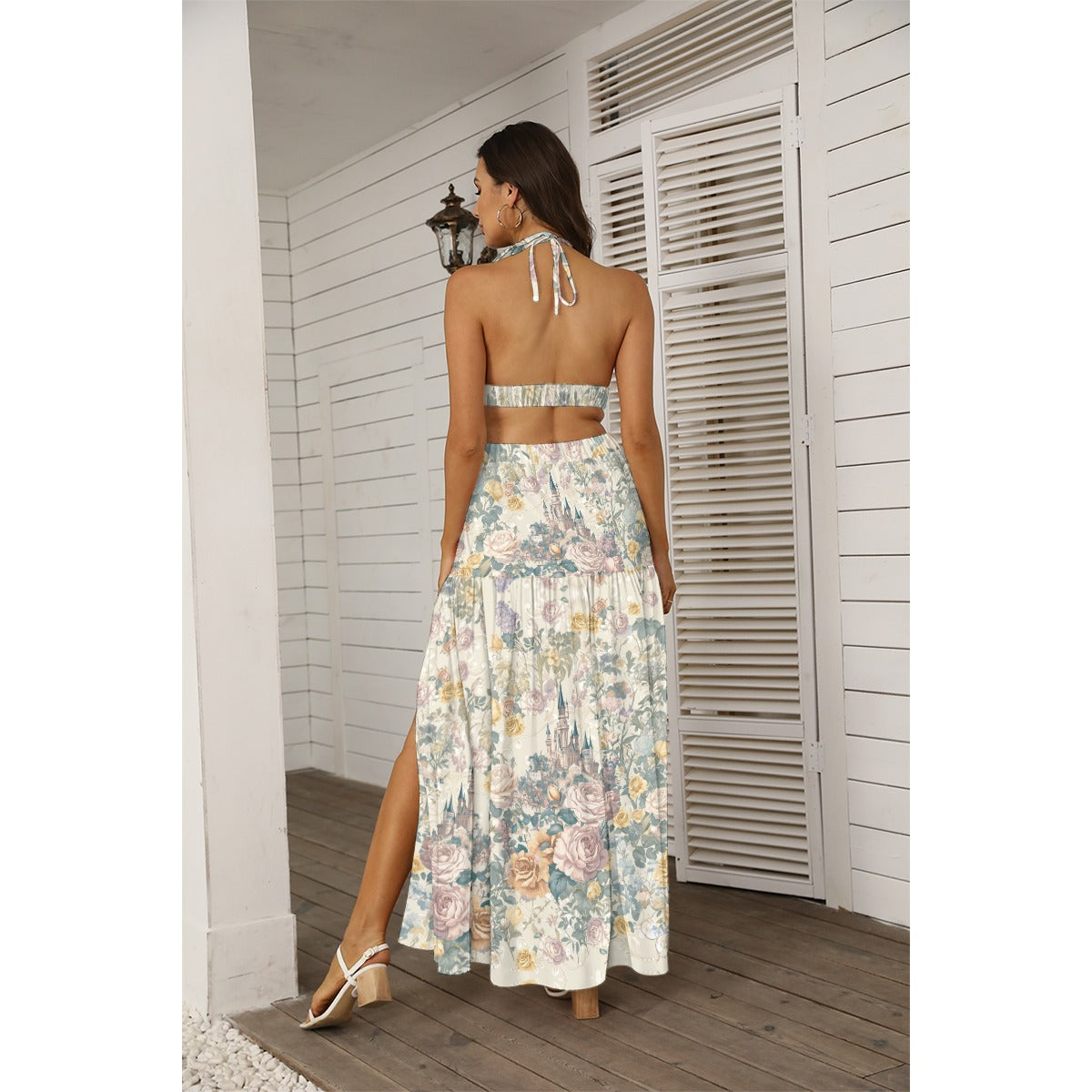 Baroque Blooms Tie Back Wrap Dress