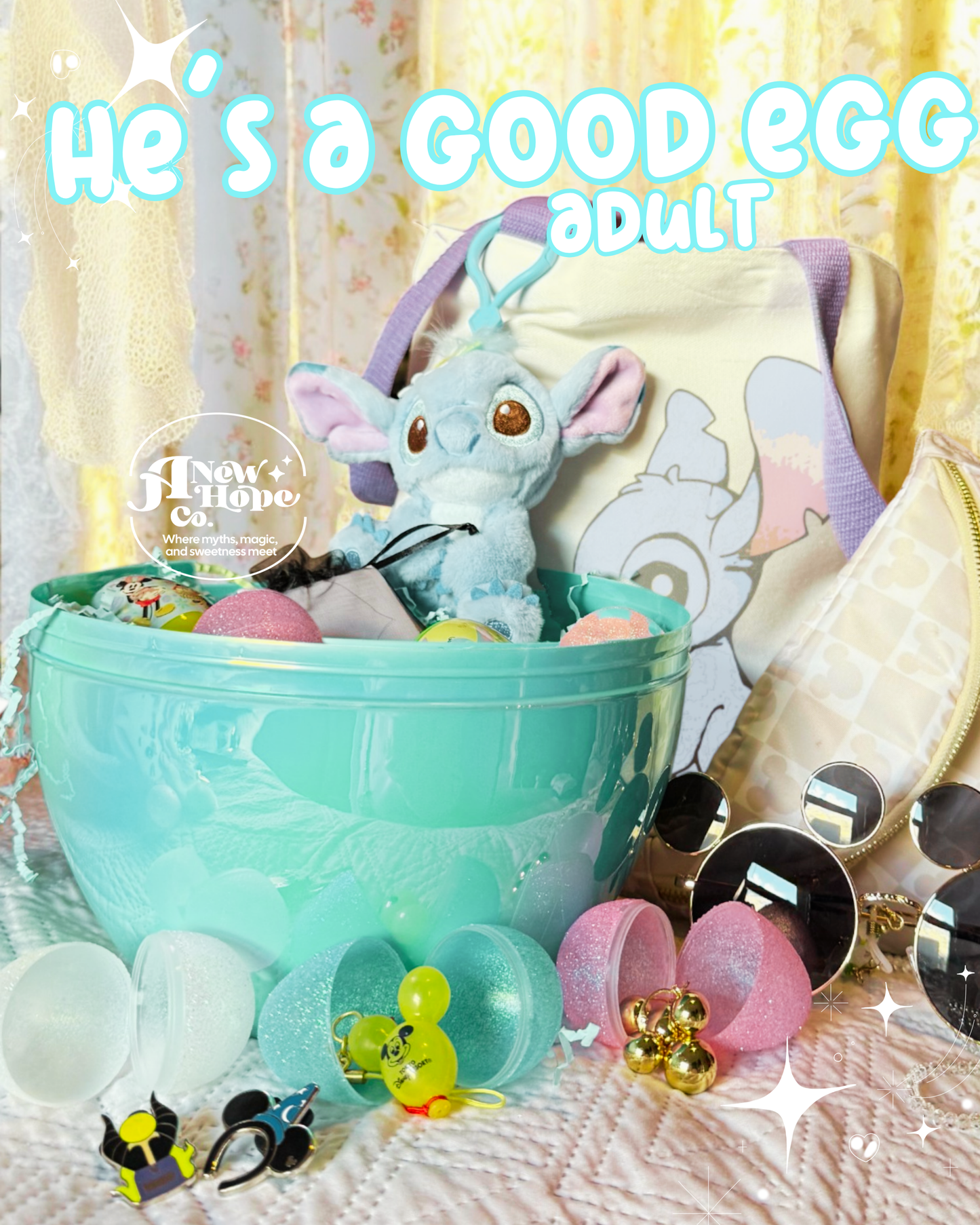 He's a Good Egg: Pooh or Stitch Easter Basket Adult Edition – Deposit Only