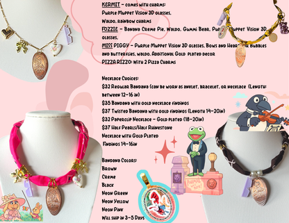 🎤 Fozzie Bear PENNY Necklace – Banana Cream, Gummi Bears; MuppetVision Vibes