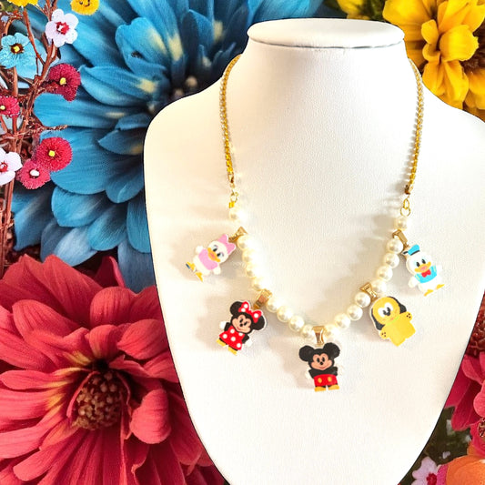 💖 Custom Charm Necklace – Pearl & Rhinestone Gold Chain ✨ Build Your Own Magic