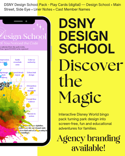 DSNY Design School Pack - Play Cards (digital) — Design School • Main Street, Side Eye • Liner Notes • Cast Member Names
